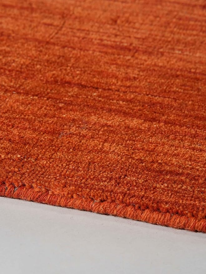 Hand Knotted Loom Wool ECO-Friendly Area Rugs - 10'x13', Rectangle, Light Red Color, Solid Plain Design, High Pile Thick Handmade Anti Skid Rugs for Living Room (L00111)