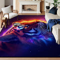 6' x 9' Galaxy Tiger Rug Large 3D Fierce Tigers Space Area Rugs for Bedroom Living Room Playroom Gameroom Boys Kids Fire Glitter Carpet Throw Rugs Floor Mat,180 X 275cm