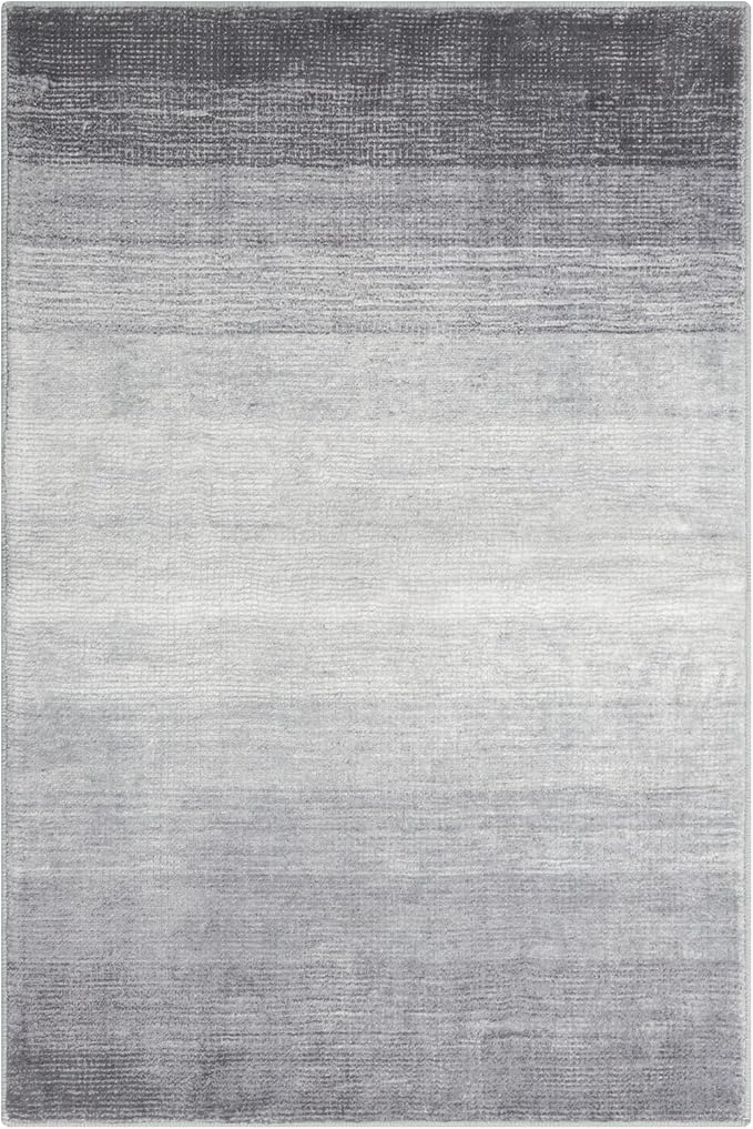 Wonnitar 4x6 Washable Grey Rug for Bedroom, Modern Ombre Area Rug for Living Room, Non-Slip Stain Resistant Entryway Throw Mat, Non-Shedding Low Pile Floor Carpet for Bedside Mudroom (Grey, 4'x6')