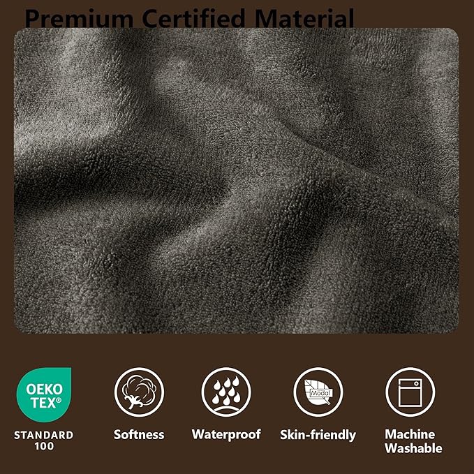 Waterproof Blanket for Bed King Size, Leak Proof Dog Couch Blankets Reversible, Pet Throw Sofa Furniture Protector Machine Washable-82 x108,Light Brown+Dark Brown