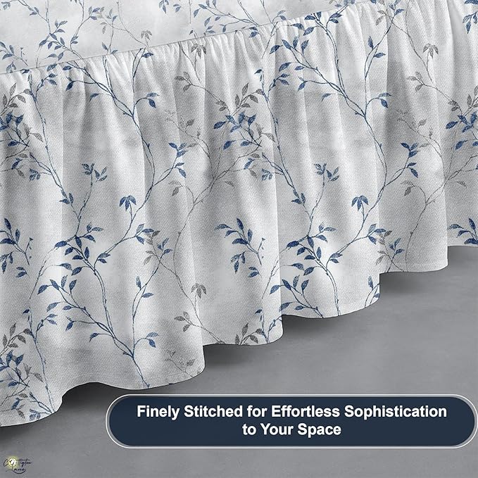 Cottington Lane Ruffled Bed Skirt Twin Size with Split Corner, Brushed Microfiber Hotel Quality Dust Ruffle, 18 Inch Drop Gathered Bedskirt, Soft, Stylish, Shrink & Fade Resistant, Neutral Nature