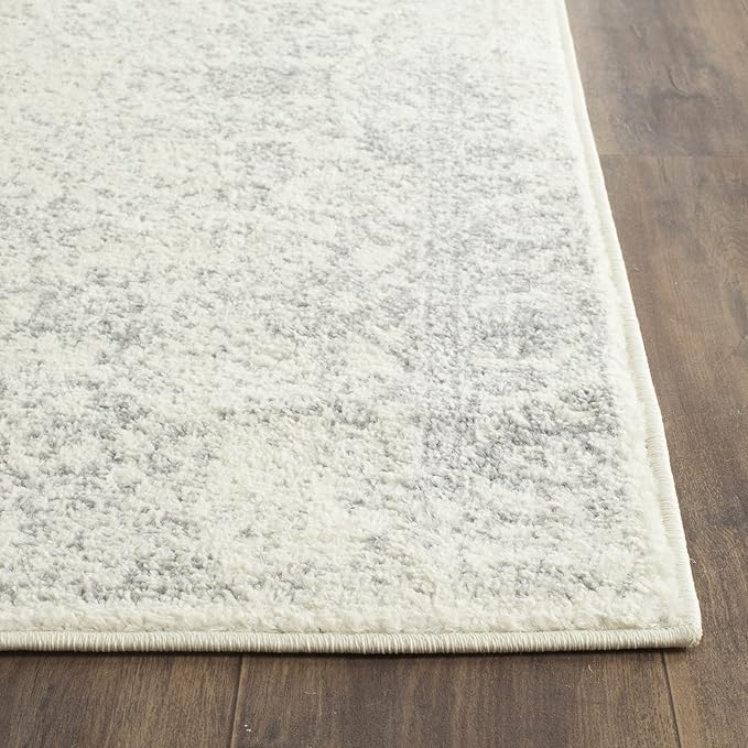 SAFAVIEH Adirondack Collection Runner Rug - 2'6" x 22', Ivory & Silver, Distressed Vintage Floral Design, Non-Shedding & Easy to Clean, Ideal for Hallway, Foyer, Entryway, Bedroom (ADR109C)