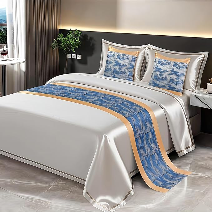Bed Runner for Guest Room，Luxury Bed Runner，Wedding Bed Runner，Embroidered Bed Runner，Breathable Washable，Hotel Decor，Bed Decorations ，for Home Hotel Decorations(H,50 * 240cm)