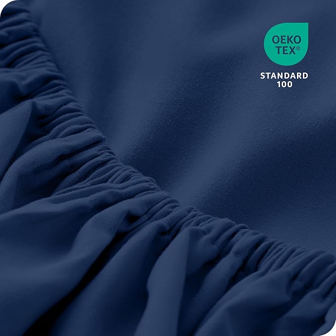 Bare Home 2-Pack Fitted Bottom Sheets Queen - Premium 1800 Ultra-Soft Wrinkle Resistant Microfiber - Deep Pocket (Queen, Dark Blue)