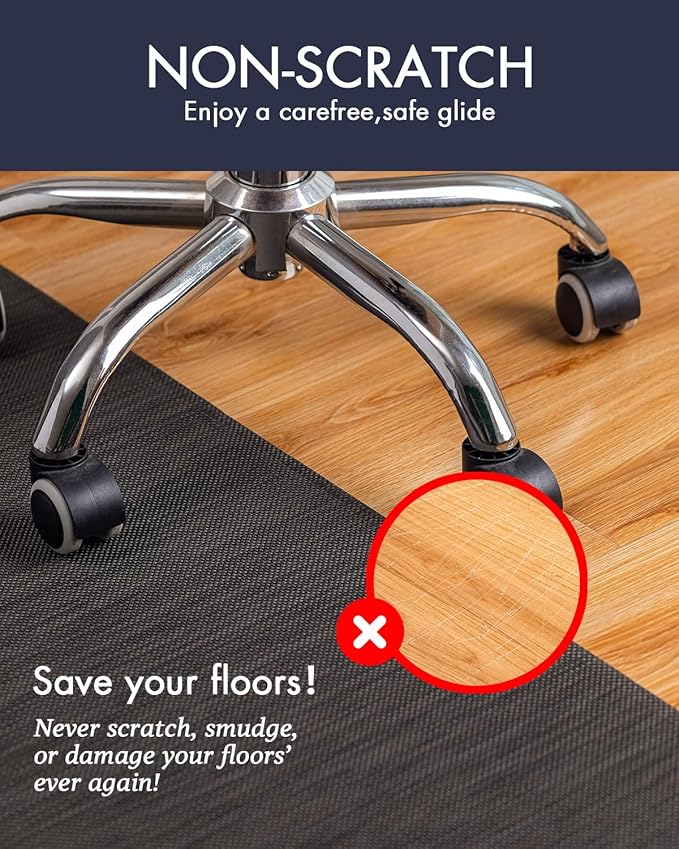 Office Chair Mat for Hardwood Floor Under Desk Computer Rolling Chair Mat for Wood/Tile Floor Non-Slip Heavy Duty Desk Rug PVC Plastic Hard Floor Protector 36" x 48" (Espresso)