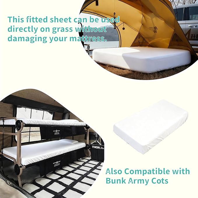 Fitted Sheets 31x75 Inches, 2 Pack Super Soft Microfiber Cot Size Sheet Set for Narrow Twin, Camp Bunk, RV Bed, Army Cot & Trifold Mattress, Breathable Bottom Bed Cover, White