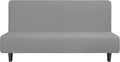 Easy-Going Stretch Futon Slipcover Armless Sofa Cover Furniture Protector Without Armrests Slipcover Soft with Elastic Bottom for Kids, Spandex Jacquard Small Check (futon,Light Gray)