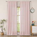 Simplebrand Blush Semi Sheer Faux Linen Textured 120 Inches Long Curtains 2 Panels Set, Privacy Farmhouse Window Drapes for Living Room/Birthday Party/Hallway Window Guest Room, 10FT, 50 x 120 Inch