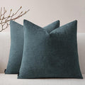 a moment Pack of 2 Decorative Chenille Throw Pillow Covers with Twill Cushion Covers for Sofa Living Room Couch Bed 22x22 Inch Dark Teal