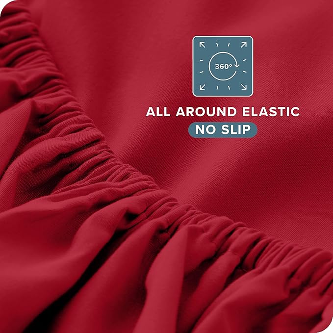Bare Home Full Sheet Set - Luxury 1800 Ultra-Soft Microfiber Full Bed Sheets - Double Brushed - Deep Pockets - Easy Fit - 4 Piece Set - Bedding Sheets & Pillowcases (Full, Red)