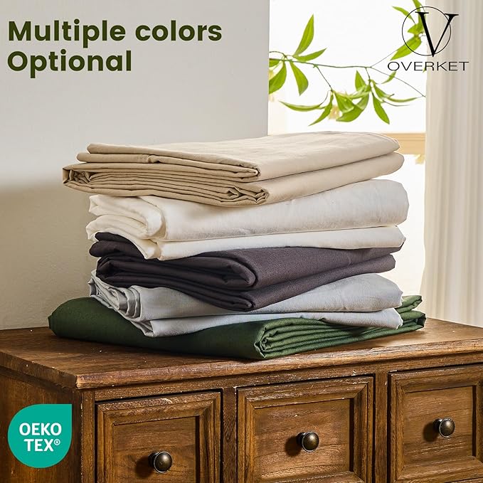 100% Linen Sheets King Size,Breathable & Durable 4-Piece Bed Flax Sheet Set,Soft All-Season Bedding for Hot Sleepers 16" Deep Pocket Oeko-TEX Certified,（King, Forest Green）