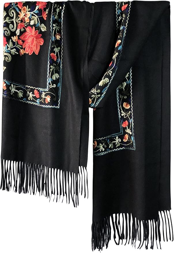 Urban CoCo Women's Embroidered Tassel Long Shawl Oversize Scarf Wraps for Women