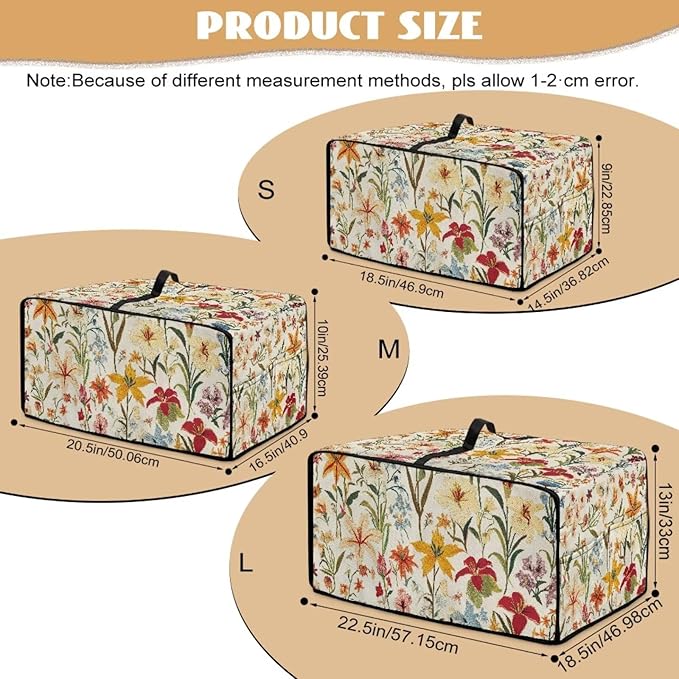 Toaster Oven Cover with Pockets, Washable Smart Oven Dust Cover Protective Kitchen Appliances Decor and Accessories, L, 18.5" x 22.5" x 13", Floral Pattern