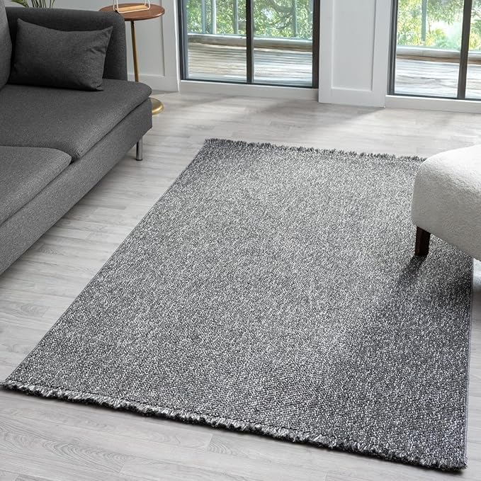 LUXE WEAVERS Solid Machine Woven Smoke 9x12 Area Rug, Indoor Stain-Resistant Carpet