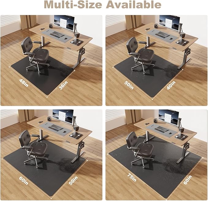 [Thickened to 2.0mm] 50"x 60" Office Chair Mat for Hardwood, Vinyl Computer Floor Mat, Anti-Slip Desk Mats for Hardwood, Easy to Clean Office Chair Floor Protector, Durable Rolling Chair Mat