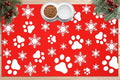 Christmas Pet Mat Red White Snowflake Dog Claw Mat Absorbent Dog Bowl Mats for Food and Water Xmas Winter Pet Supplies, 11.8 x 19.7 in