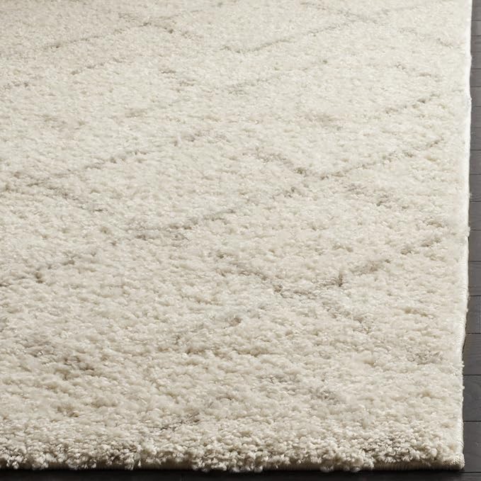 SAFAVIEH Arizona Shag Collection Area Rug - 3'2" x 5', Grey & Ivory, Moroccan Design, Non-Shedding & Easy to Clean, Ideal for Living Room, Bedroom, Dining Space (ASG743D)