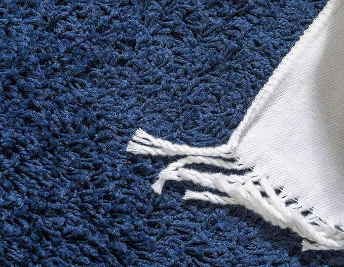 Unique Loom Solid Shag Collection Area Rug (4' 1" x 6' 1" Rectangle, Sapphire Blue/ Navy Blue)