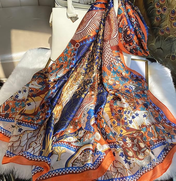 Fashion Scarves Scarf 100% Silk Feeling Scarf Silk Like Scarves Long Lightweight Sunscreen Shawls for Women