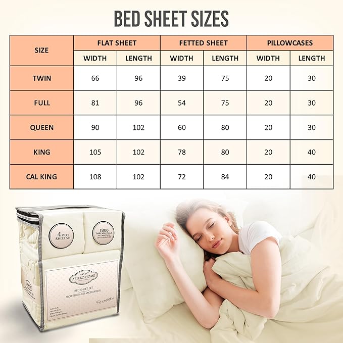 Twin Sheets Set - Luxury Hotel Bed Sheets - Soft Cooling Sheet with Elastic Corner Straps - Deep Pockets Microfiber Bedsheet - Bedding Sheet & Pillowcases Sets - 3 PC (Twin Size, Ivory)