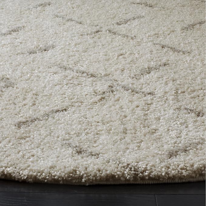 SAFAVIEH Arizona Shag Collection Area Rug - 3'2" x 5', Grey & Ivory, Moroccan Design, Non-Shedding & Easy to Clean, Ideal for Living Room, Bedroom, Dining Space (ASG743D)