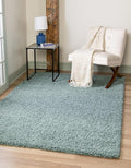 Unique Loom Solid Shag Collection Area Rug (6' 1" x 9' Rectangle, Light Slate Blue)