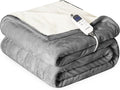 Heat Blanket 62”x84” Twin Size,Soft Flannel & Sherpa Reversible Electric Blanket with 10 Heat Settings,12 Timer Setting and 8 Hours Auto-Shut Off,ETL Certified Machine Washable,Light Grey