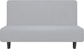 Easy-Going Stretch Futon Sofa Slipcover Armless Sofa Bed Cover Furniture Protector Without Armrests with Elastic Bottom for Kids,Soft Jacquard Fabric Small Checks（Medium Futon,Silver Gray