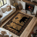Rustic Area Rug 5x7,Bear Country Cabin Wildlife,Brown Rugs for Living Room,Ultra-Thin Washable Throw Carpet Indoor Vintage Rugs Non Slip Accent Floor Mats for Bedroom,Dining Room,Laundry Room,Office