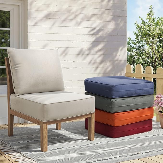 Outdoor Cushion Set for Furniture Patio Furniture, UV Resistant, Water Resistant - 6 Inch Thick Foam Garden Cushions – 22x24 Inch Patio Seat Covers for Chair/Sofa/Couch | Beige | 7-Pack |