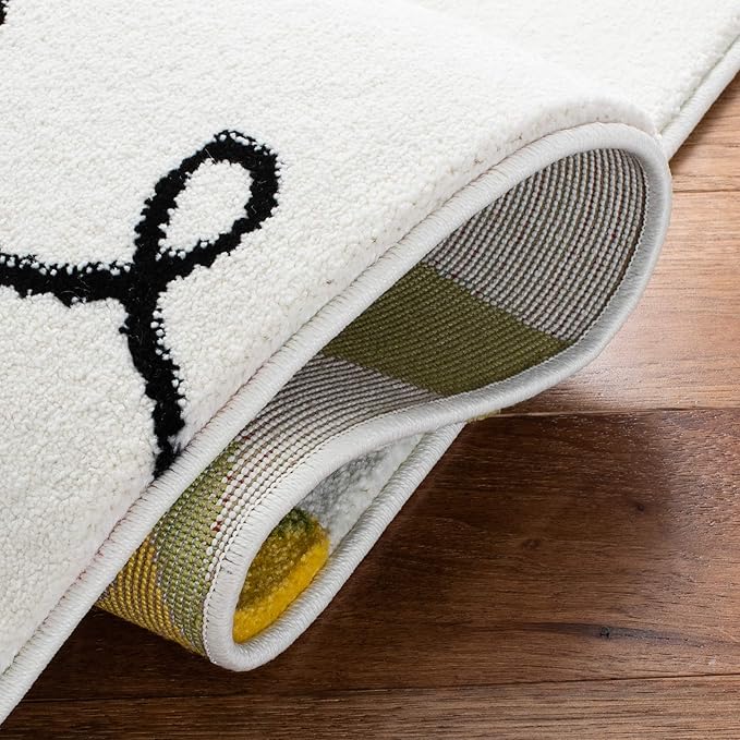 SAFAVIEH Carousel Kids Collection Accent Rug - 3'3" x 5'3", Ivory & Blue, Non-Shedding & Easy Care, Ideal for High Traffic Areas for Boys & Girls in Playroom, Nursery, Bedroom (CRK167A)