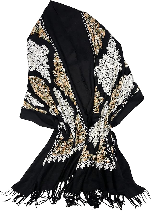 Urban CoCo Women's Embroidered Tassel Long Shawl Oversize Scarf Wraps for Women