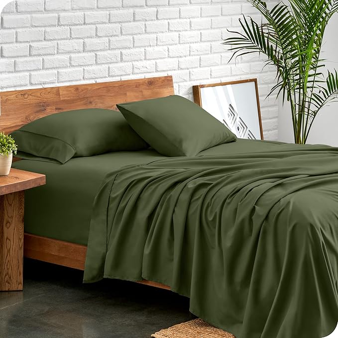 Bare Home Short Queen Sheet Set - 1800 Ultra-Soft Microfiber - Double Brushed - Deep Pockets - Easy Fit - 4 Piece Set - Bed Sheets (Short Queen, Cypress)
