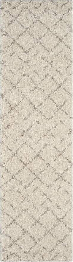SAFAVIEH Arizona Shag Collection Runner Rug - 2'3" x 6', Ivory & Beige, Moroccan Boho Design, Non-Shedding & Easy to Clean, Ideal for Ideal for Living Room, Hallway, Foyer, Bedroom (ASG743A)