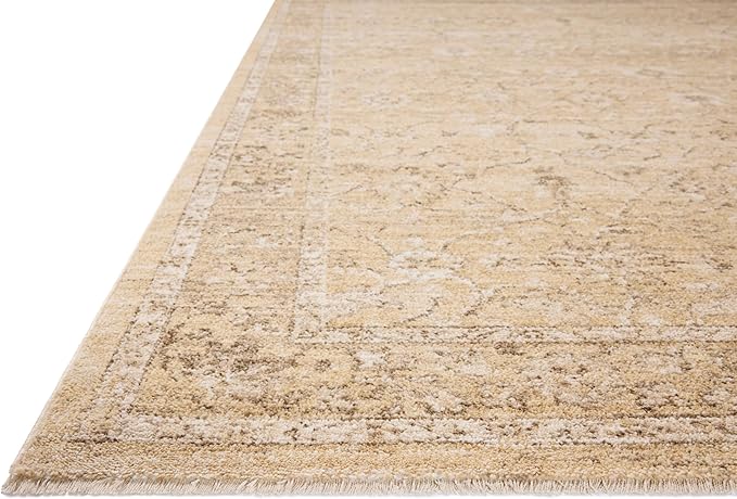 Loloi Chris Loves Julia Palma Collection PLM-10 Wheat/Bark 7'-10" x 10' Fringe Area Rug Vintage Style Boho Living Room Bedroom Carpet