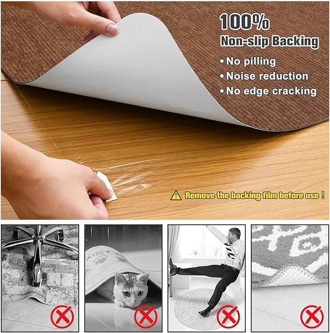 Placoot Desk Chair Mat for Hardwood Floor Corduroy Surface 1/6" Thick 55"x35" Office Chair Mat for Rolling Chairs-100% Large Anti-Slip Backing Under Desk Low-Pile