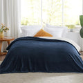 Sherpa Blankets Queen Size - Fleece Queen Blanket for Bed, Soft and Warm Throw Blanket for Winter, 90" x 90", Navy