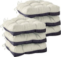 Chair Cushions for Dining Chairs, Seat Cushions for Kitchen Chairs, Indoor Seat Cushions with Ties, Tufted Foam Chair Pads, Non Slip Chair Cushions Set of 6, 15.5" x 15.5" x 4", Beige
