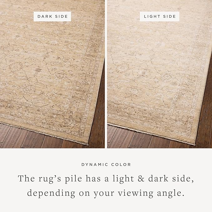 Loloi Chris Loves Julia Palma Collection PLM-10 Wheat/Bark 2'-7" x 7'-6" Fringe Runner Rug Vintage Style Boho Living Room Bedroom Carpet