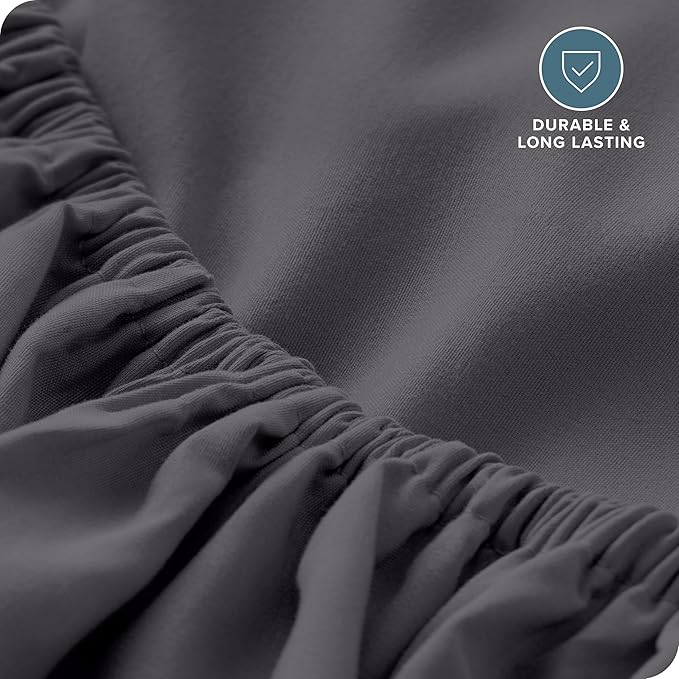Bare Home Fitted Bottom Sheet Twin XL Size - Premium 1800 Microfiber - Ultra-Soft Hotel Luxury - Deep Pocket - Durable and Long Lasting (Twin XL, Forged Iron Grey)
