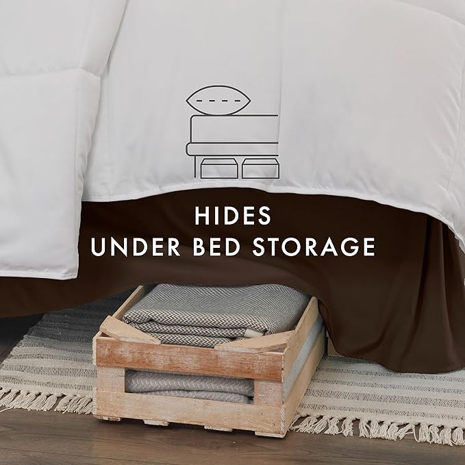 Linen Market Bed Skirt - Ultra Soft Microfiber - Easy Fit with 14 Inch Tailored Drop - Hotel Quality, Shrinkage & Fade Resistant - Bed Cover - Twin Bed Skirts - Bedroom Décor - (Twin, Chocolate)