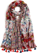 Scarf for Women Lightweight Soft Floral Leopard Printed Scarves Fall Winter Fashion Shawl Wrap with Fringe