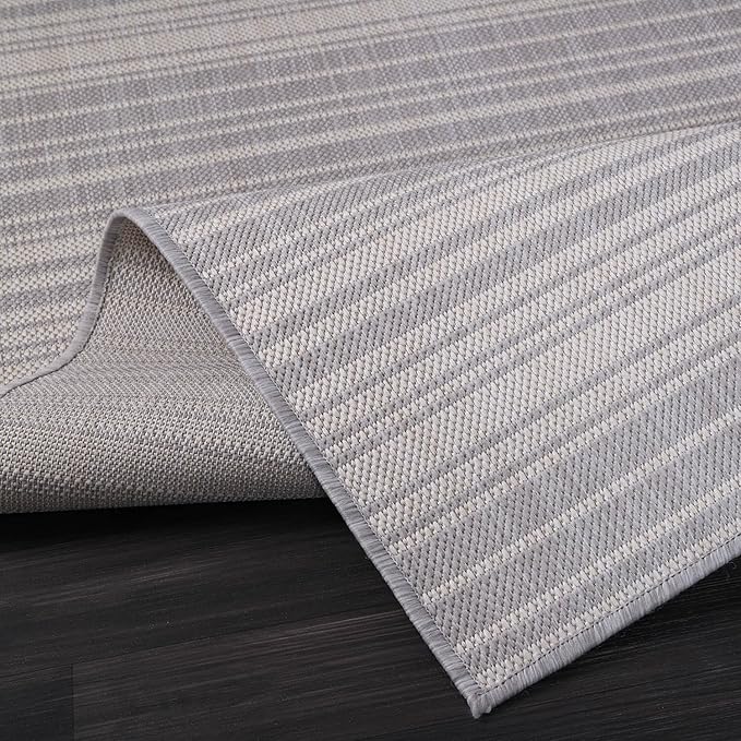 Stripe Outdoor Rug 6x9 Washable Outside Carpet for Indoor Patio Porch Waterproof Easy Cleaning Non Shedding Area Rugs Gray 6 x 9