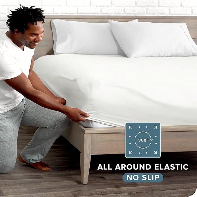 Fitted Bottom Sheet King Size - Premium 1800 Microfiber - Ultra-Soft Hotel Luxury - Deep Pocket - Durable and Long Lasting - Fitted Sheet (King, Cream)