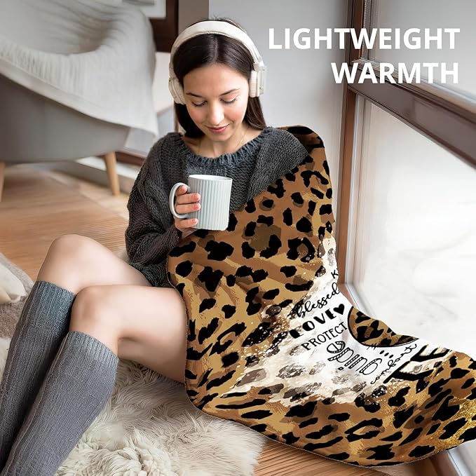 Teacher Leopard Blanket, Trendy Retro Cheetah Print Throw Blankets for Office Home Bedroom Living Room Couch Decor, Teacher Appreciation Gifts for Women, Teachers Gifts, 50x60 Inch