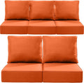 Luxury 24x24x6 Inch Outdoor Cushions for 5 Peice Patio Furniture Set - Set of 5 Water-Resistant Pillow for Dining Rocking Swivel Chairs Loveseat Couch Sectional Sofa - Orange