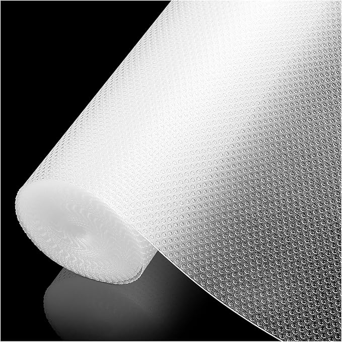 100% EVA Shelf Liner for Kitchen Cabinet, 20" x 120" Drawer Liners Non Adhesive Non Slip Waterproof Plastic Paper, Dresser Pantry Bathroom Refrigerator Protector, Clear