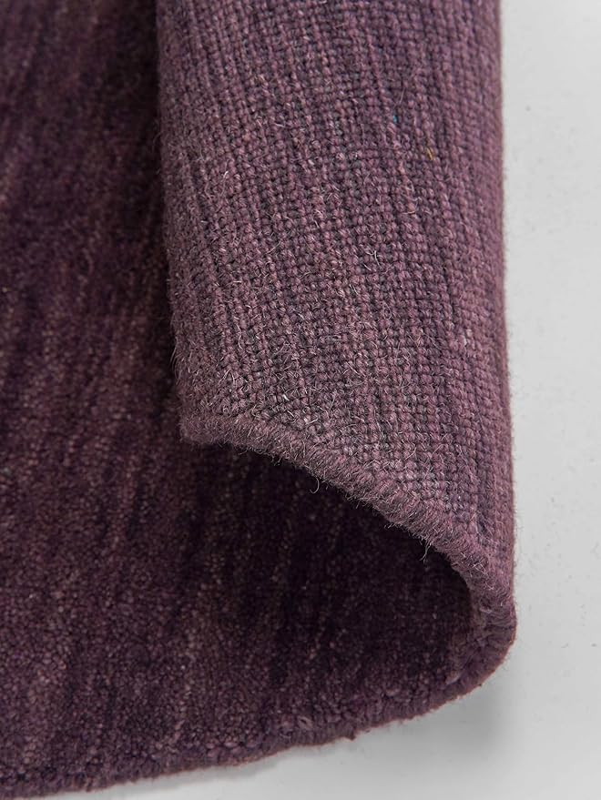 Hand Knotted Loom Wool ECO-Friendly Area Rugs - 10'x10', Round, Purple Color, Solid Plain Design, High Pile Thick Handmade Anti Skid Area Rugs for Living Room, Bed Room (L00111)