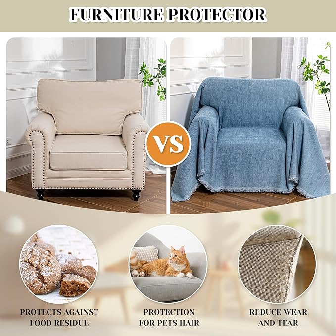 MEETSKY Oversized Chair Cover Washable Single Sofa Covers Recliner Covers Thick Sofa Throw Cover for Pets Dogs, Sofa Slipcovers Furniture Covers Modern Style for Living Room Decoration, 71"x 91", Blue