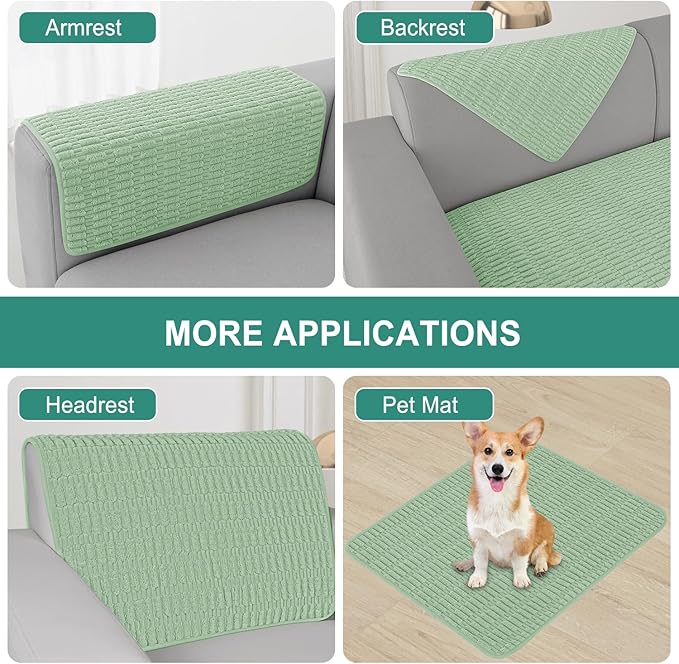 Foxdecor Couch Arm Cover Sofa Armrest Cover Armchair Covers, Anti-Slip Couch Arm Protectors Sofa Arm Covers Pack of 2pcs, (Sage Green 20x20 Inch)